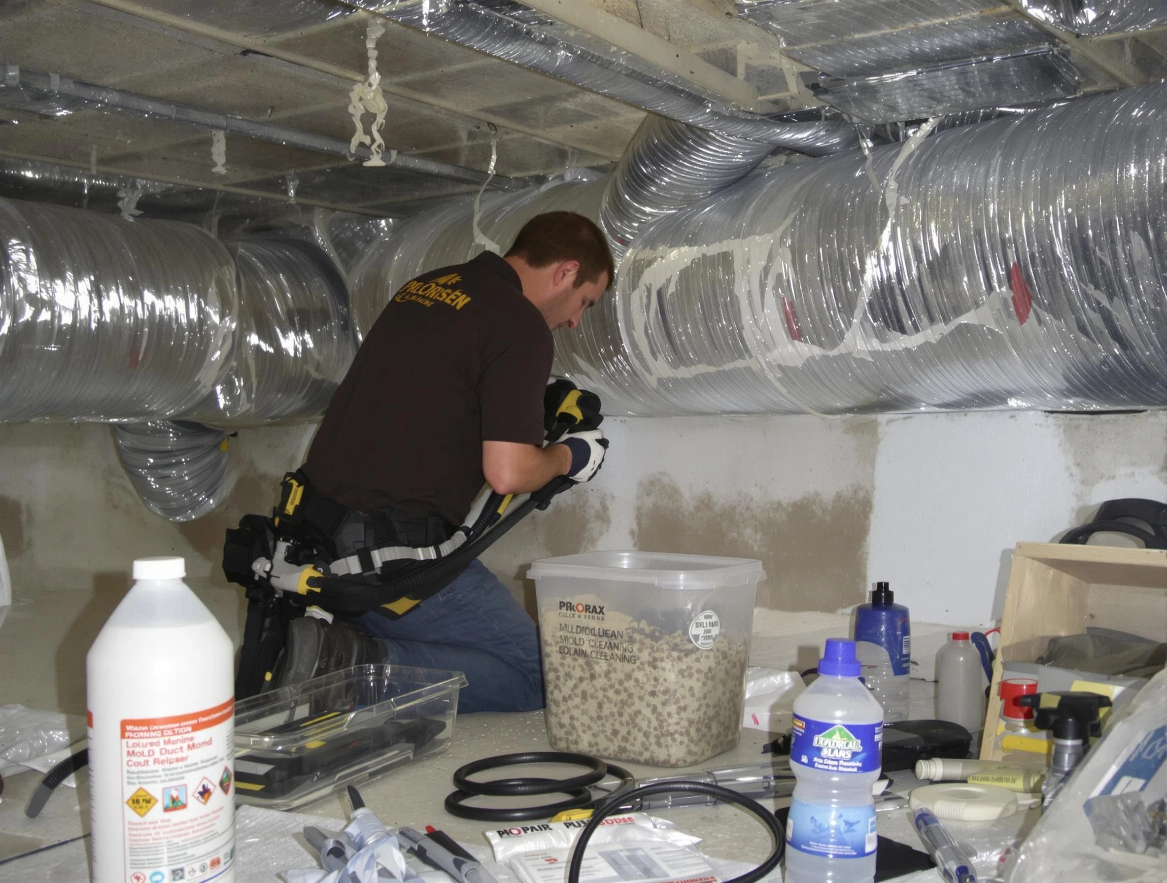 Melrose Air Duct Cleaning specialist performing professional mold removal from air ducts in Melrose