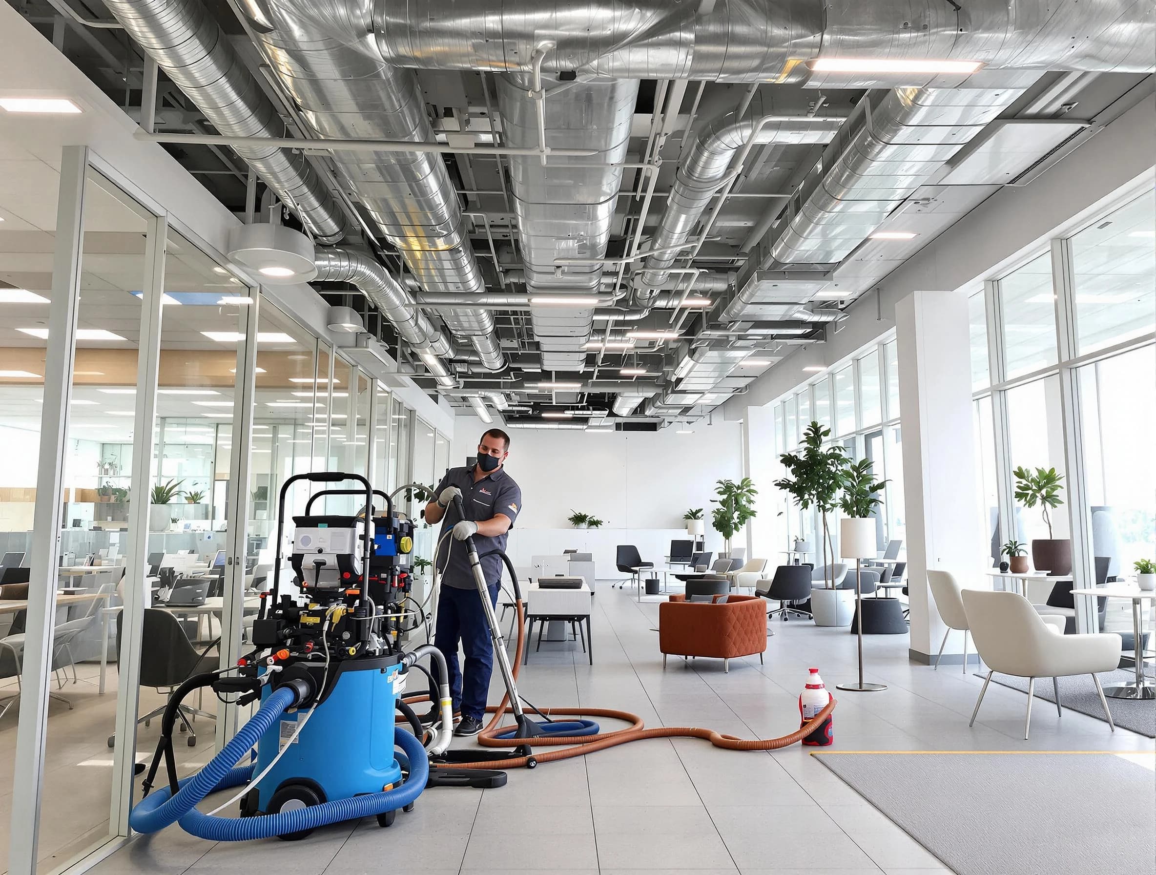 Melrose Air Duct Cleaning team conducting comprehensive commercial duct cleaning at a business location in Melrose