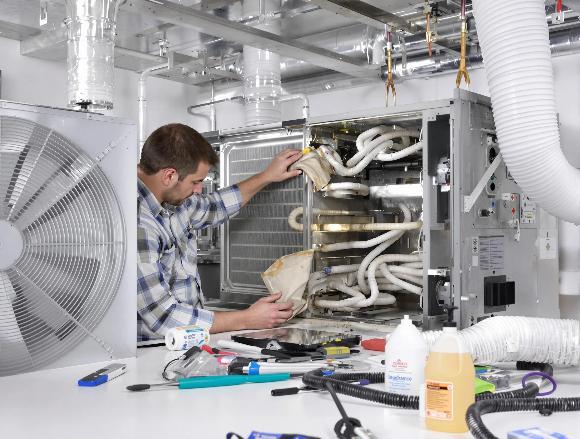 Melrose Air Duct Cleaning specialist performing precision AC coil cleaning in Melrose