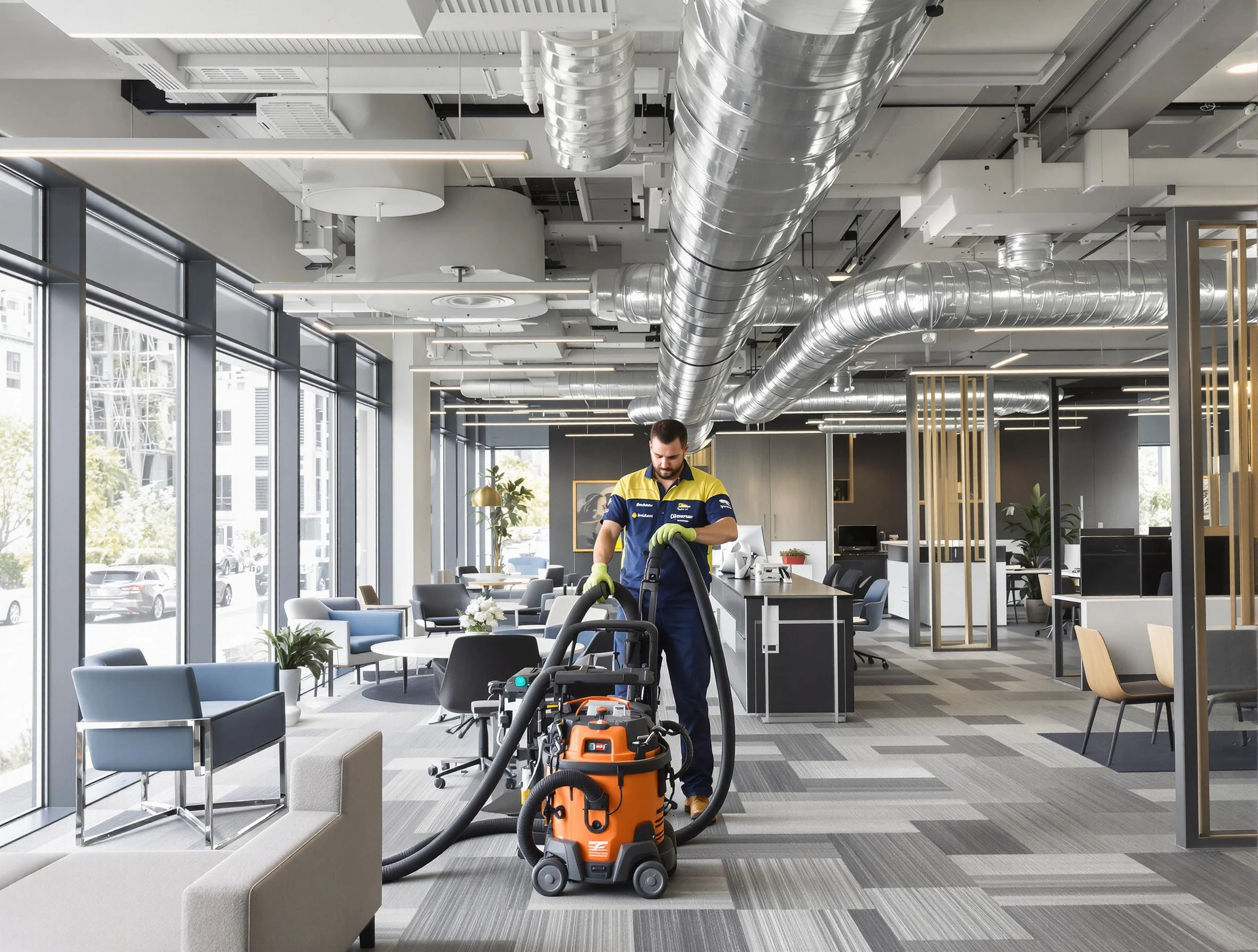 Melrose Air Duct Cleaning team performing thorough commercial duct cleaning at a Melrose business center
