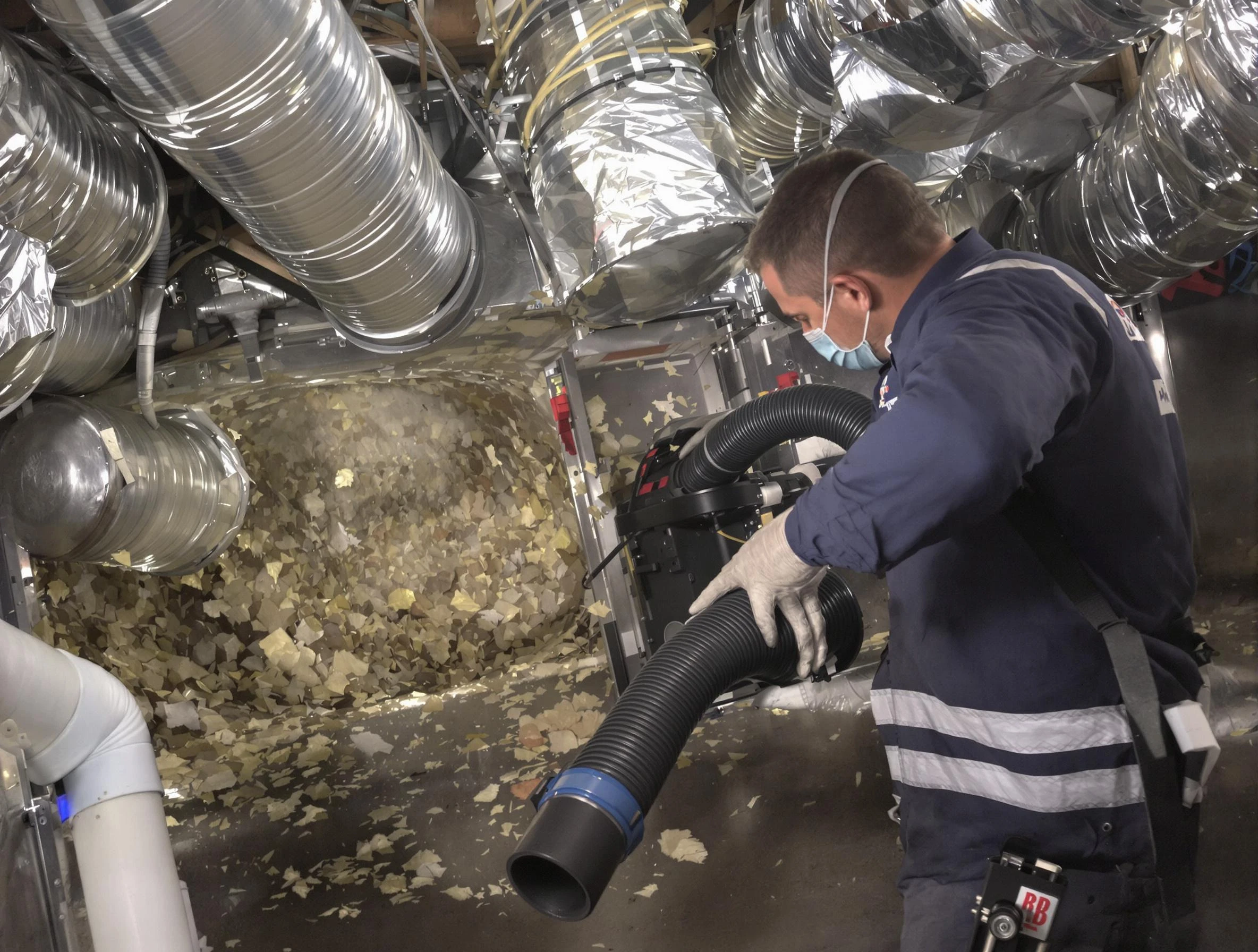 Melrose Air Duct Cleaning specialist operating negative pressure cleaning equipment for thorough duct maintenance in Melrose